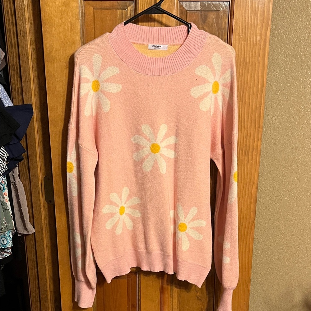 Pink Daisy Sweater